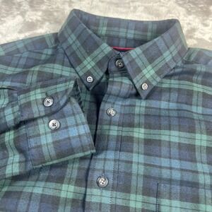 UNTUCKit Men Large Vittorio Button Down Shirt Green Navy Plaid Flannel 41008